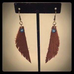Handmade Leather Feather Earrings